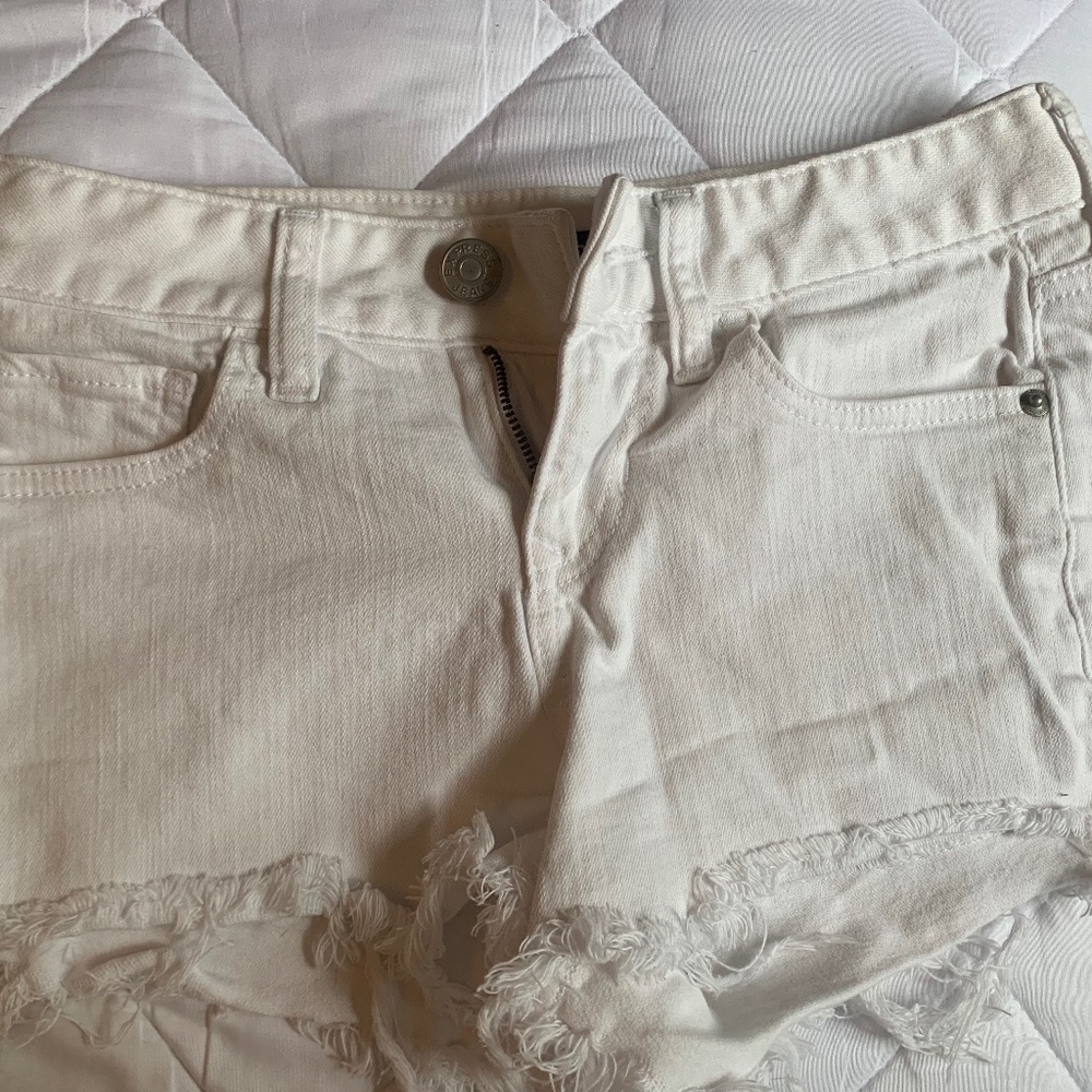 White jean shorts